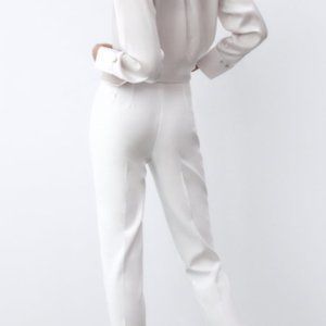 ZARA High Waisted White Trousers